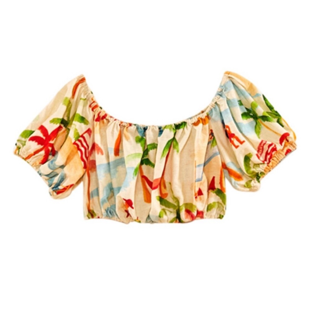FARM Rio Copacabana Multicolor Off-Shoulder Top